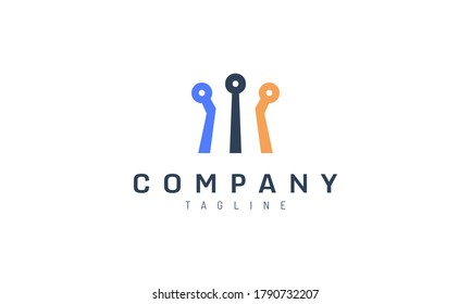 Simple three pillar connection vector design concept. Suitable for company logo and tech startups