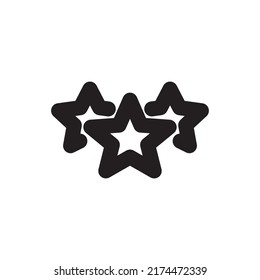 Simple three stars icon, Vector line icon on white background.
