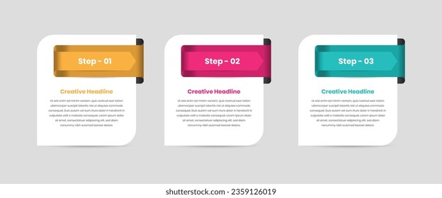Simple three step business infographic template design