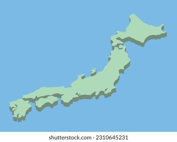 Simple and Three-dimensional Map of Japan