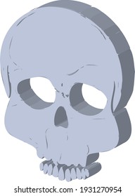 Simple and three-dimensional skull illustration icon