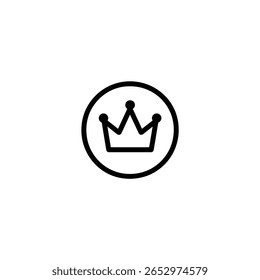 A simple three-pointed crown with a taller central point perfectly centered inside a uniformly thick circle.