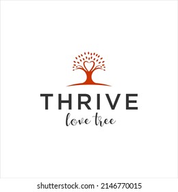Simple Thrive Logo.tree Love Growth Vector Illustration