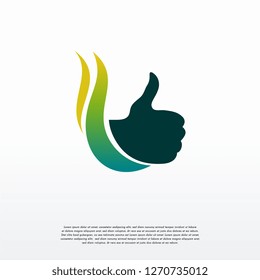 Simple thumb logo with swoosh logo template, Iconic Thumb symbol