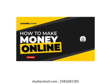 simple thumbnail template with black and yellow color.