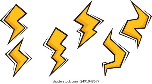 simple thunder set illustration yelliow abstract