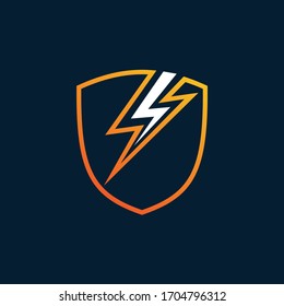 
Simple thunder and shield logo