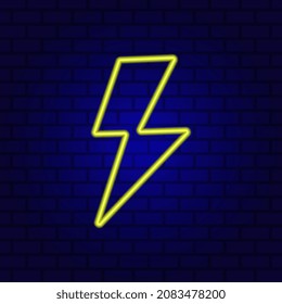Simple thunderbolt icon. Thunder, bolt and high voltage neon sign