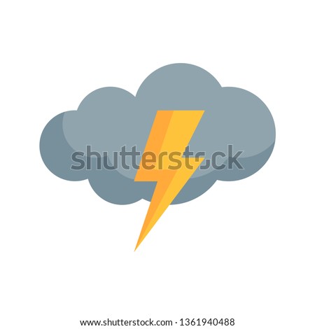 Simple thunderstorm icon in flat style. Vector meteo pictogram of a raining weather.