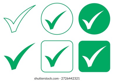 Sencillo icono de marca de verificación aceptar signo de aprobación "Conjunto de iconos de marca de verificación verde