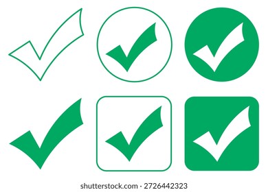 Einfaches Tick-Symbol Akzeptieren Genehmigen Zeichen" Grünes Häkchen Symbol Set