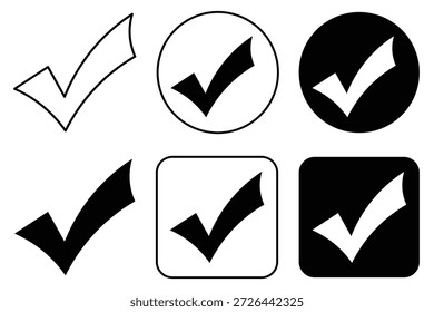 Einfaches Tick-Symbol akzeptieren genehmigen Zeichen" Schwarzes Häkchen-Symbol-Set