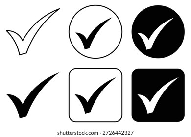 Einfaches Tick-Symbol akzeptieren genehmigen Zeichen" Schwarzes Häkchen-Symbol-Set