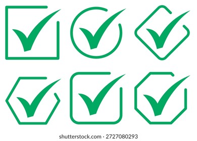 Simples ícone Tick aceitar aprovar sinal" Verde Marca de Seleção Ícone Definir
