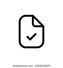 Simple Tick Select File Icon Symbol Black Outline High Quality Vector. EPS10