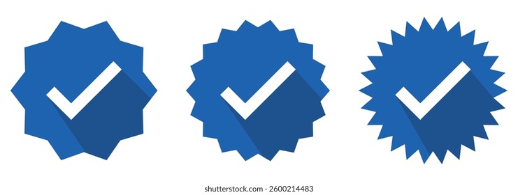 Simple tick sign. Blue tick icon set. Vector illustration of blue Check mark icon. Vector blue check mark icon set.
