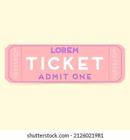 A simple ticket design. Pink ticket for event. Copy space. Simple design.  Voucher, coupon, ticket, admission.