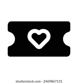 Icono de glifo de Ticket simple. El ícono se puede usar para Sitios web, Plantillas impresas, Plantillas de presentación, ilustraciones, etc