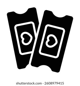 Simple Ticket glyph icon. The icon can be used for websites, print templates, presentation templates, illustrations, etc	