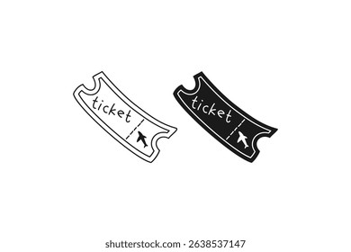 Simple Ticket Icon hand drawn outline