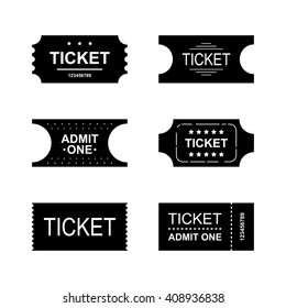 Simple ticket icon set. Event, entertainment, movie, coupon, concert symbol