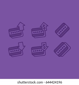 Simple ticket icon set with rising and falling arrows.