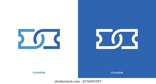 Simple Ticket Link Logo.  Ticket and Link Graphic Icons. Ticket Chain Logo Design Template.