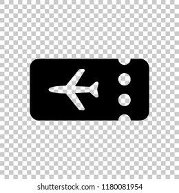 Simple ticket plane icon. Blank card. On transparent background.