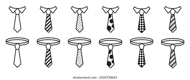 simple tie icon black isolated with simple cute pattern