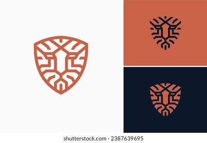 Simple tiger cat shield face head vector logo design