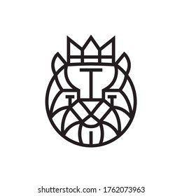 Diseño simple del logotipo de cabeza de tigre. Ilustración vectorial en el estilo de arte en línea