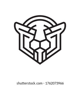 Diseño simple del logotipo de cabeza de tigre. Ilustración vectorial en el estilo de arte en línea