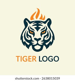 Simple tiger head mascot logo template, vector icon design illustration