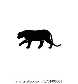 Simple tiger icon or logo on white background, danger wild animal concept.