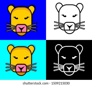 simple tiger logo with geometric lines - vector