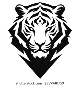 Simple tiger minimal logo icon black and white