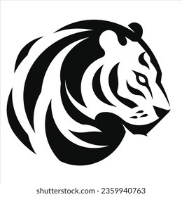 Simple tiger minimal logo icon black and white
