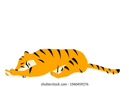 Simple tiger pose illustration, lying down and sleeping