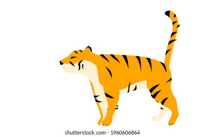 Simple tiger pose illustration, standing