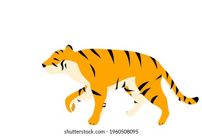Simple tiger pose illustration, where you start walking with your right foot