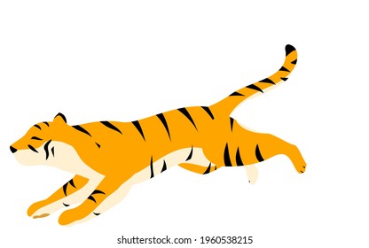 Simple tiger pose illustration, where to run and land