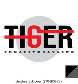 Simple TIGER text vector, company logo design with strength.