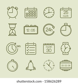 Simple time and calendar icons set vector illustration