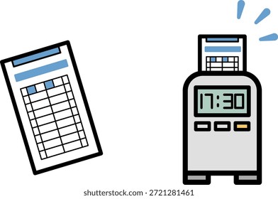 Simples cartão de ponto e ícone do gravador de tempo ilustrações Projeto plano bonito materiais de gerenciamento de atendimento
