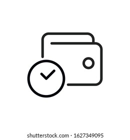 Simple time is money line icon. Stroke pictogram. Vector illustration isolated on a white background. Premium quality symbol. Vector sign for mobile app and web sites.