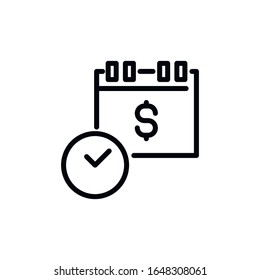La hora simple es el icono de la línea de dinero. Pictograma de trazo. Ilustración vectorial aislada en un fondo blanco. Símbolo de calidad superior. Signo de vector para aplicaciones móviles y sitios web.
