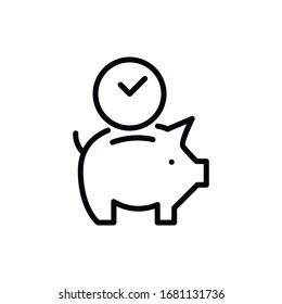Simple time is money line icon. Stroke pictogram. Vector illustration isolated on a white background. Premium quality symbol. Vector sign for mobile app and web sites.
