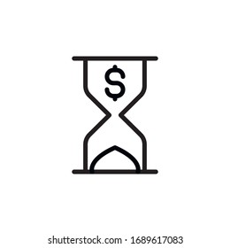 La hora simple es el icono de la línea de dinero. Pictograma de trazo. Ilustración vectorial aislada en un fondo blanco. Símbolo de calidad superior. Signo de vector para aplicaciones móviles y sitios web.