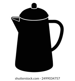 Simple and timeless full black kettle silhouette vector design, perfect for kitchen-themed graphics, vintage decor, and minimalist illustrations.