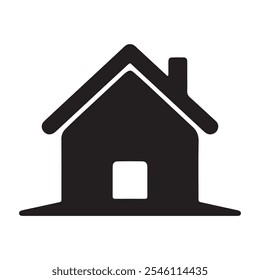 A simple and timeless home icon silhouette featuring a square base and a triangular roof, symbolizing stability, comfort, and security in a minimalist design.